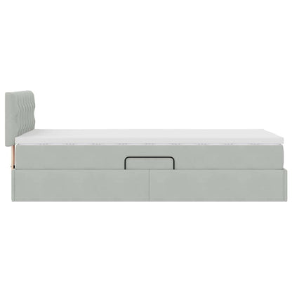 Letto con Contenitore Grigio chiaro 90 x 200 cm Velluto