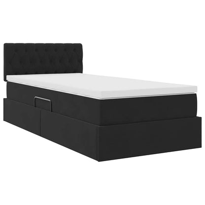 Letto con Contenitore con materasso Nero 90 x 200 cm Velluto