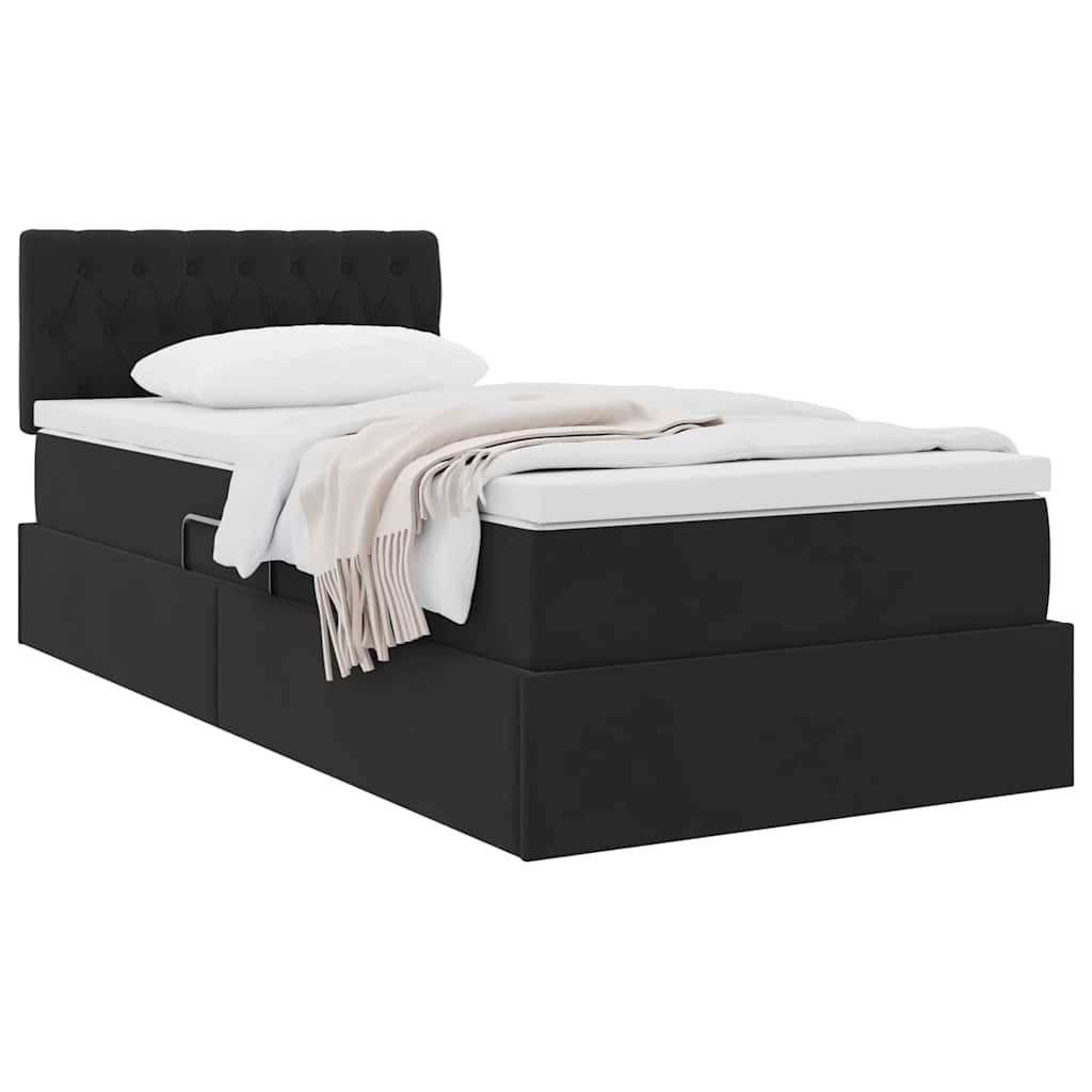 Letto con Contenitore con materasso Nero 90 x 200 cm Velluto | homemem39