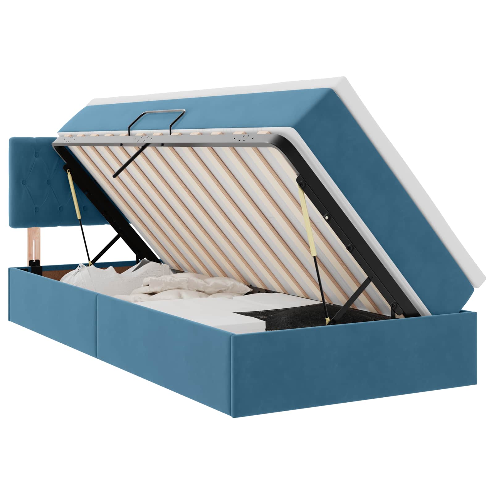 Letto con Contenitore Blu Scuro 90 x 200 cm Velluto | homemem39