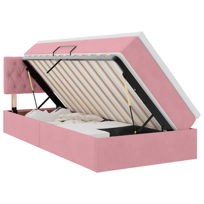 Letto con Contenitore con materasso Rosa 90 x 200 cm Velluto