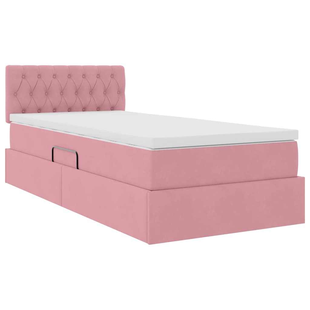 Letto con Contenitore con materasso Rosa 90 x 200 cm Velluto | homemem39