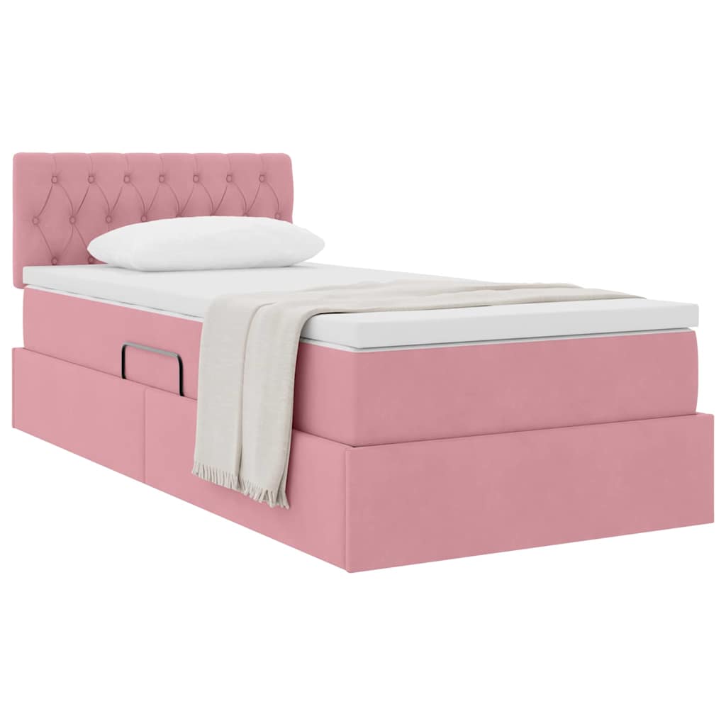 Letto con Contenitore con materasso Rosa 90 x 200 cm Velluto | homemem39