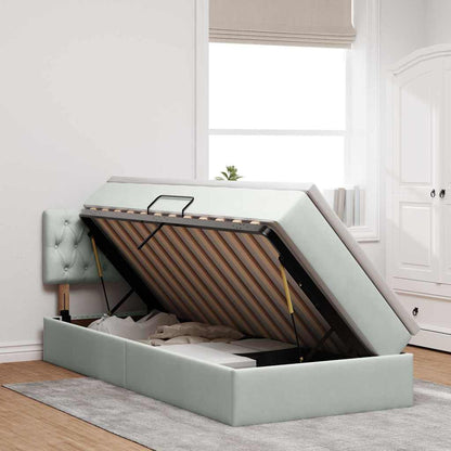 Letto con Contenitore Grigio chiaro 100 x 200 cm Velluto | homemem39