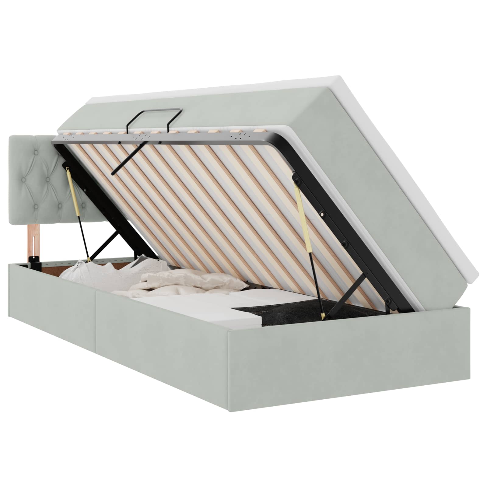 Letto con Contenitore Grigio chiaro 100 x 200 cm Velluto | homemem39