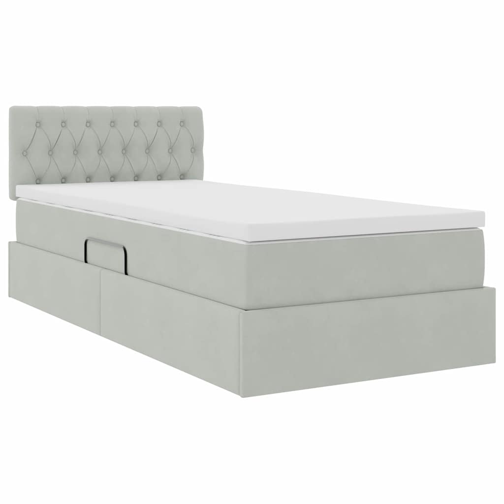 Letto con Contenitore Grigio chiaro 100 x 200 cm Velluto | homemem39