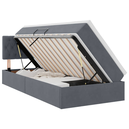 Letto con Contenitore Grigio scuro 100 x 200 cm Velluto | homemem39