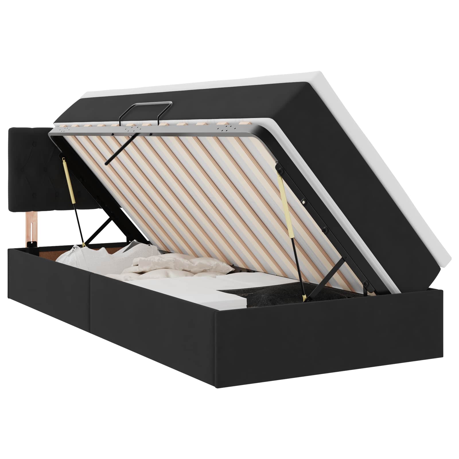Letto con Contenitore con materasso Nero 100 x 200 cm Velluto | homemem39