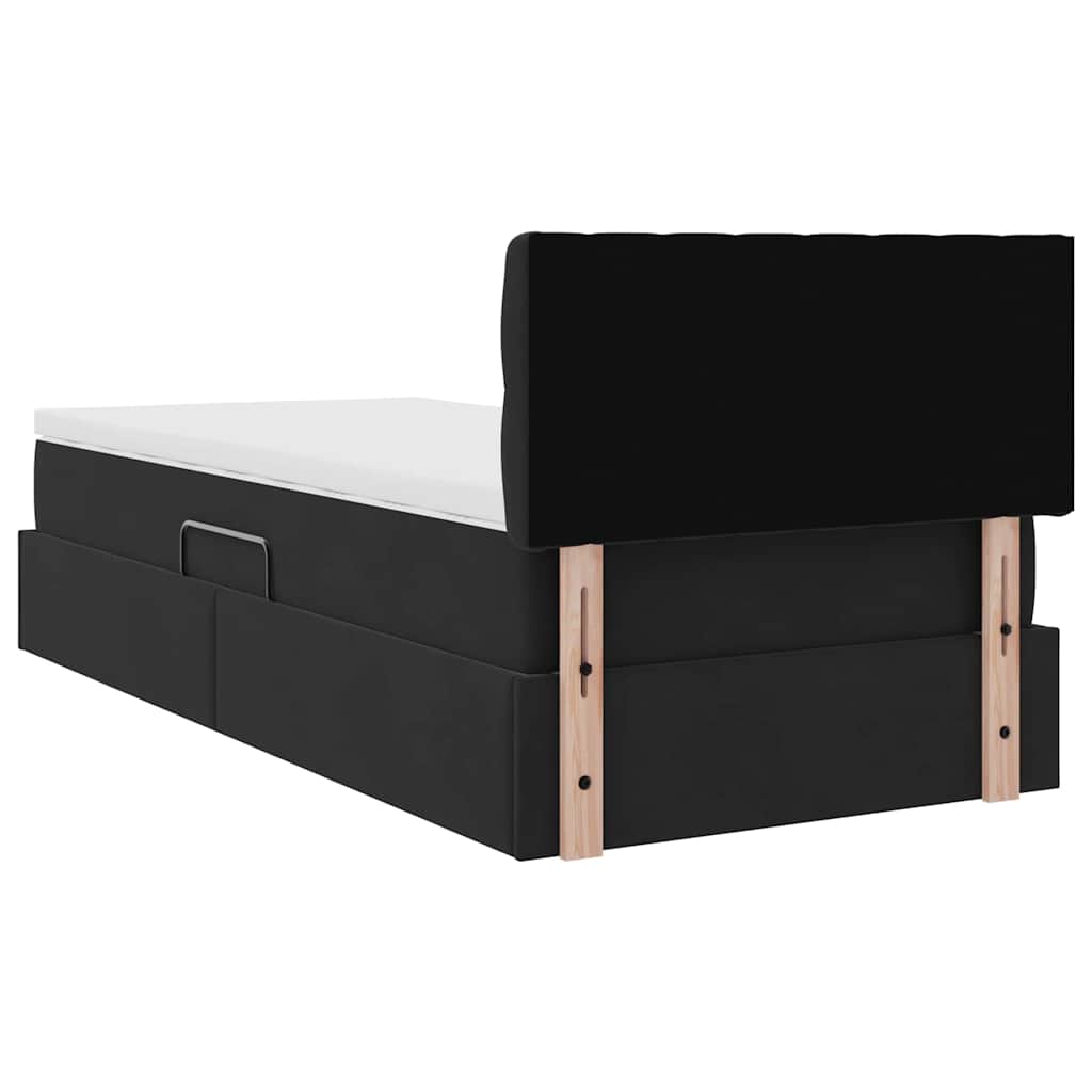 Letto con Contenitore con materasso Nero 100 x 200 cm Velluto