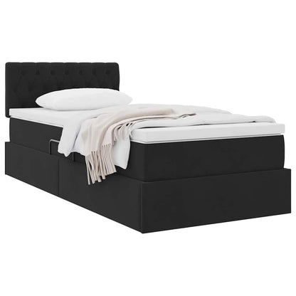 Letto con Contenitore con materasso Nero 100 x 200 cm Velluto