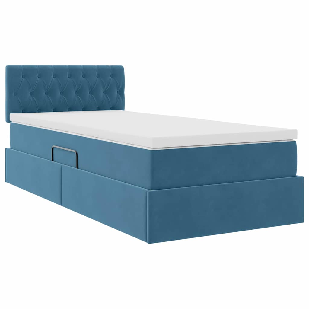 Letto con Contenitore Blu Scuro 100 x 200 cm Velluto | homemem39