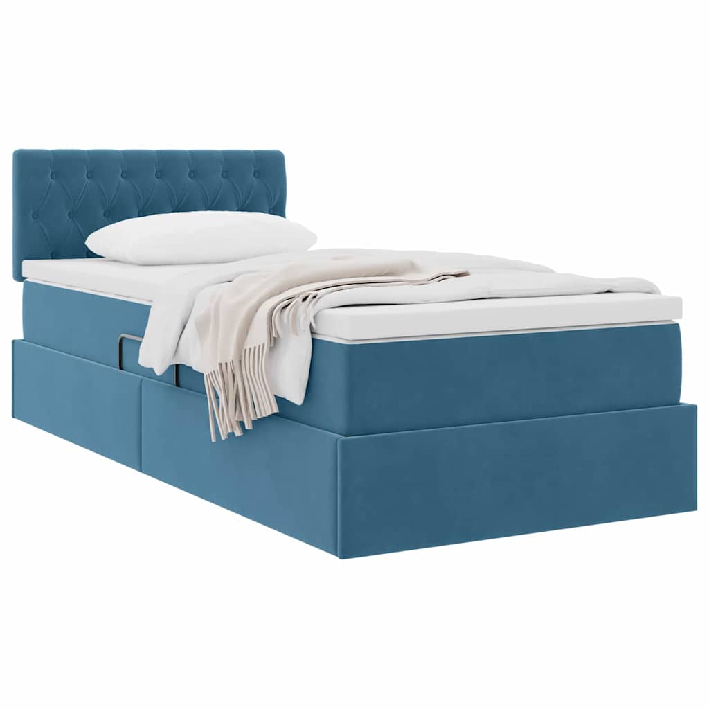 Letto con Contenitore Blu Scuro 100 x 200 cm Velluto | homemem39