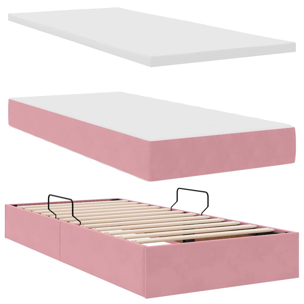 Letto con Contenitore con materasso Rosa 100 x 200 cm Velluto | homemem39