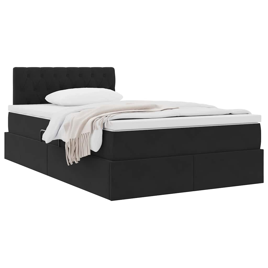 Letto con Contenitore con materasso Nero 120 x 190 cm Velluto | homemem39