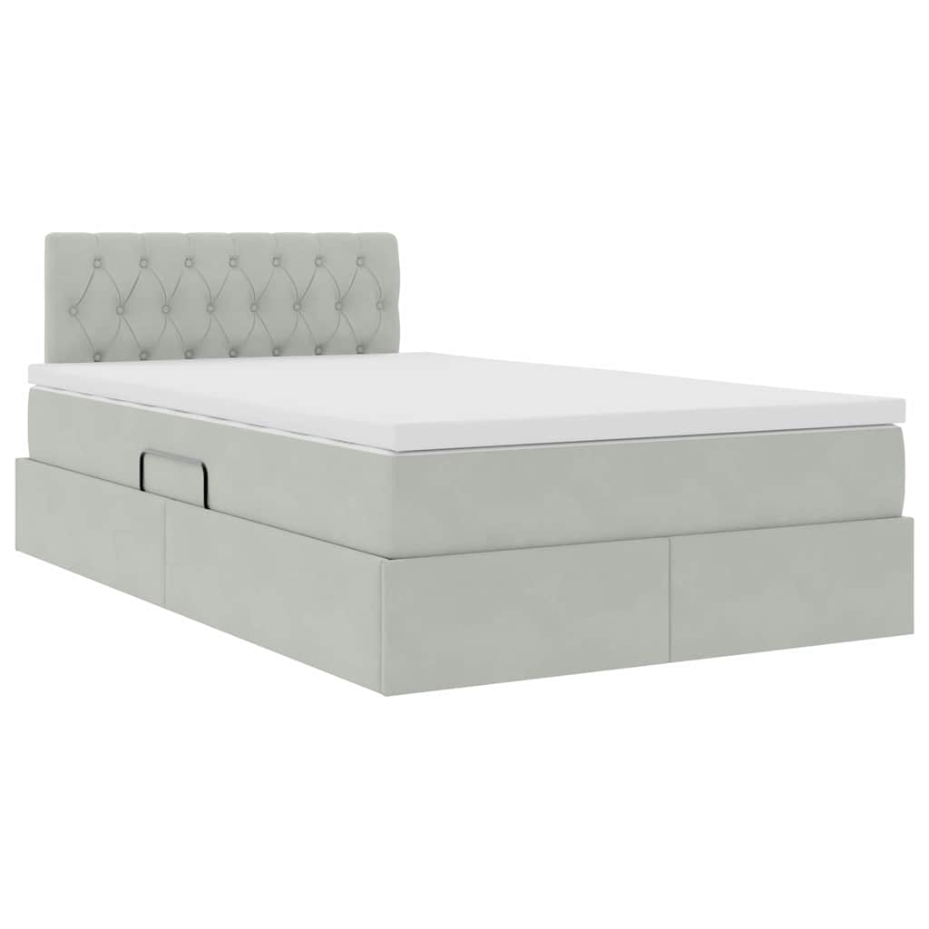 Letto con Contenitore Grigio chiaro 120 x 200 cm Velluto | homemem39