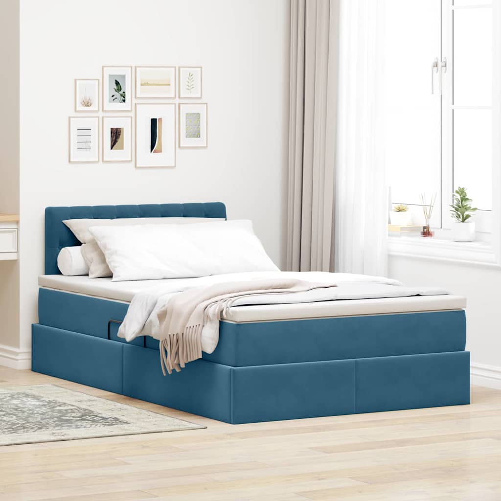 Letto con Contenitore Blu Scuro 120 x 200 cm Velluto | homemem39