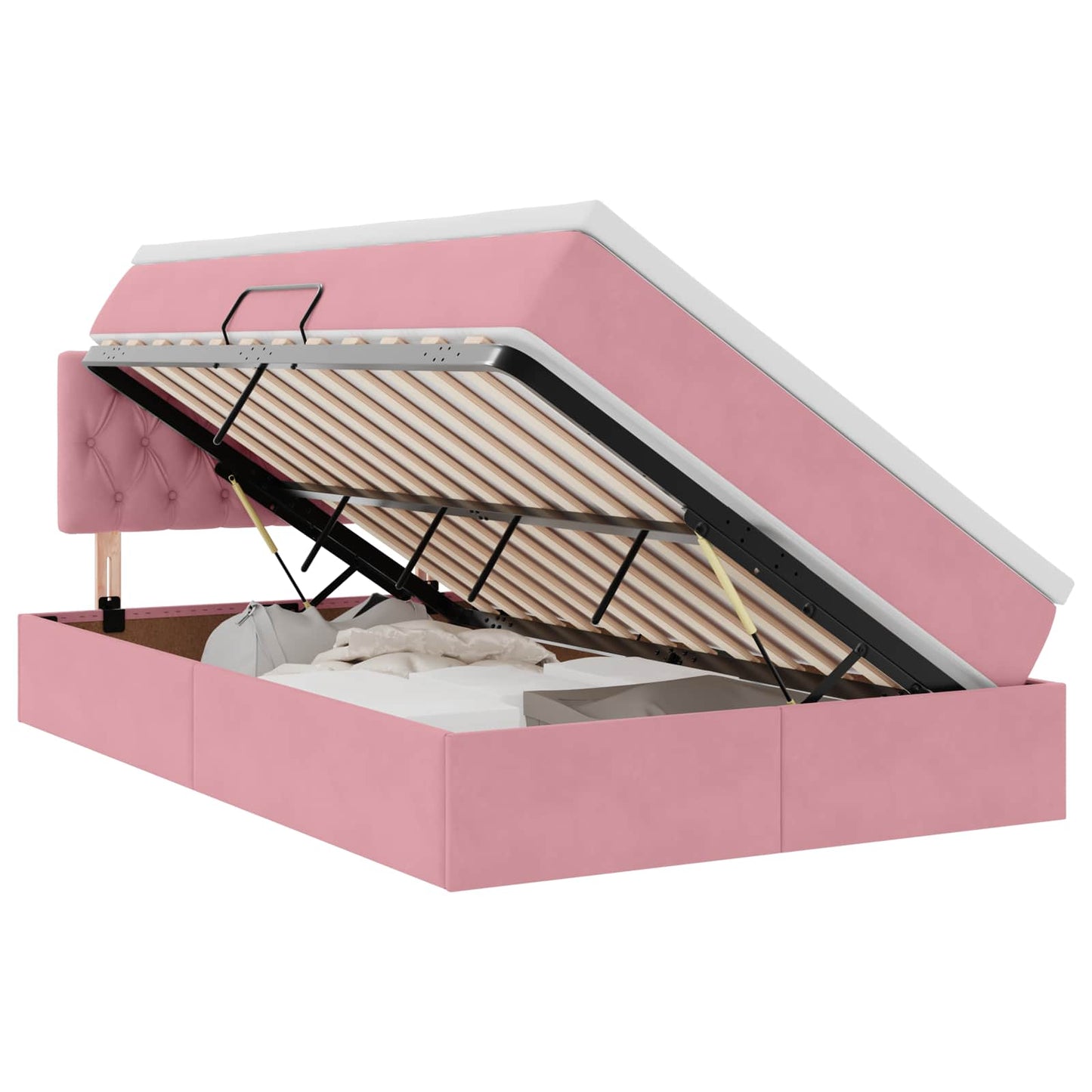 Letto con Contenitore con materasso Rosa 120 x 200 cm Velluto | homemem39