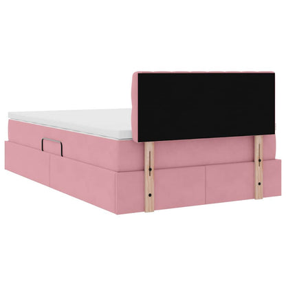 Letto con Contenitore con materasso Rosa 120 x 200 cm Velluto