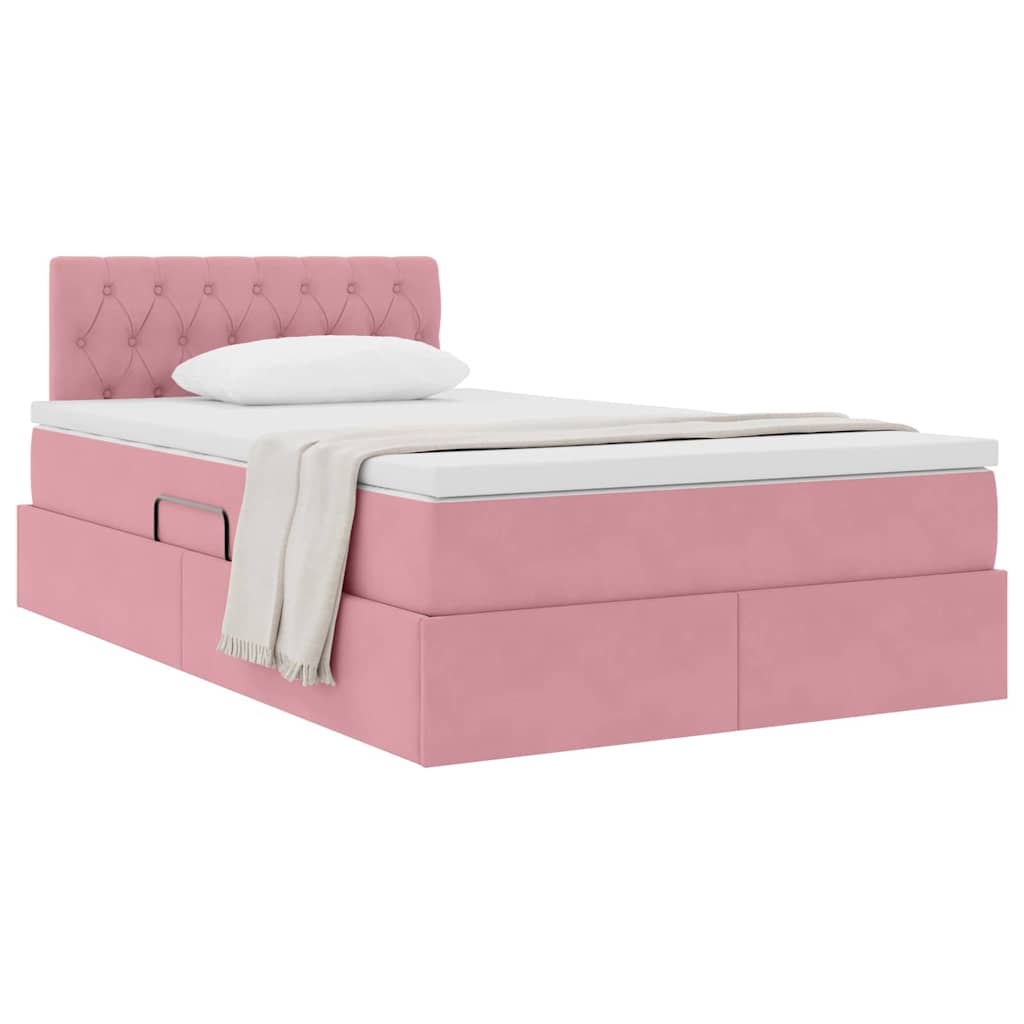Letto con Contenitore con materasso Rosa 120 x 200 cm Velluto | homemem39