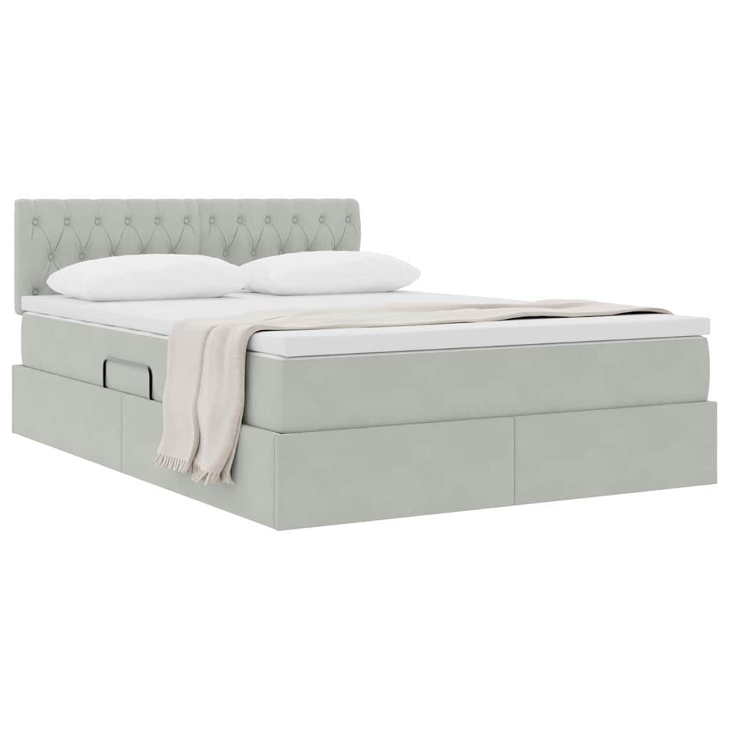 Letto con Contenitore Grigio chiaro 140 x 190 cm Velluto | homemem39