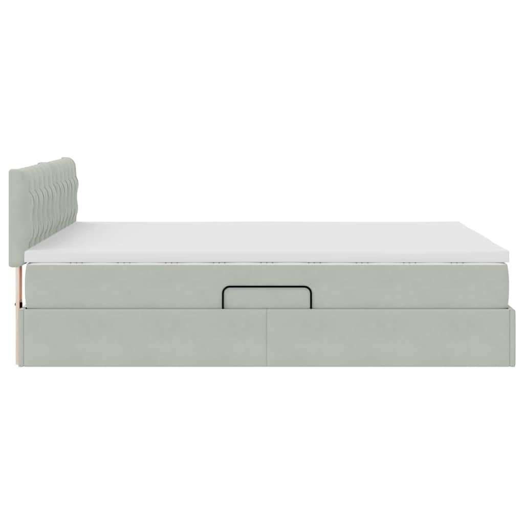 Letto con Contenitore Grigio chiaro 140 x 190 cm Velluto | homemem39