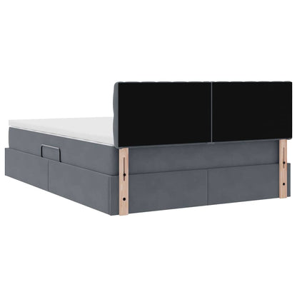 Letto con Contenitore Grigio scuro 140 x 190 cm Velluto