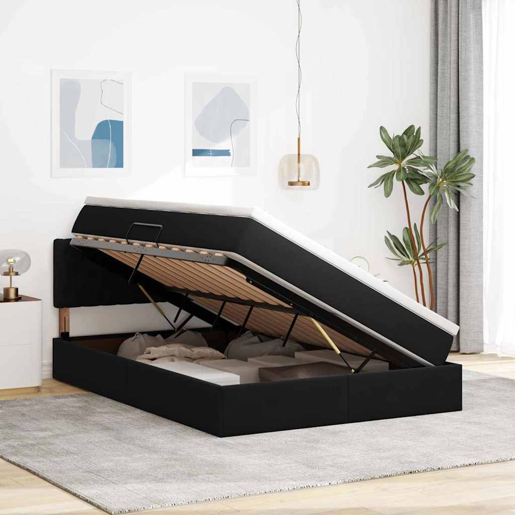 Letto con Contenitore con materasso Nero 140 x 190 cm Velluto | homemem39