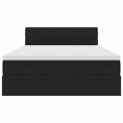 Letto con Contenitore con materasso Nero 140 x 190 cm Velluto