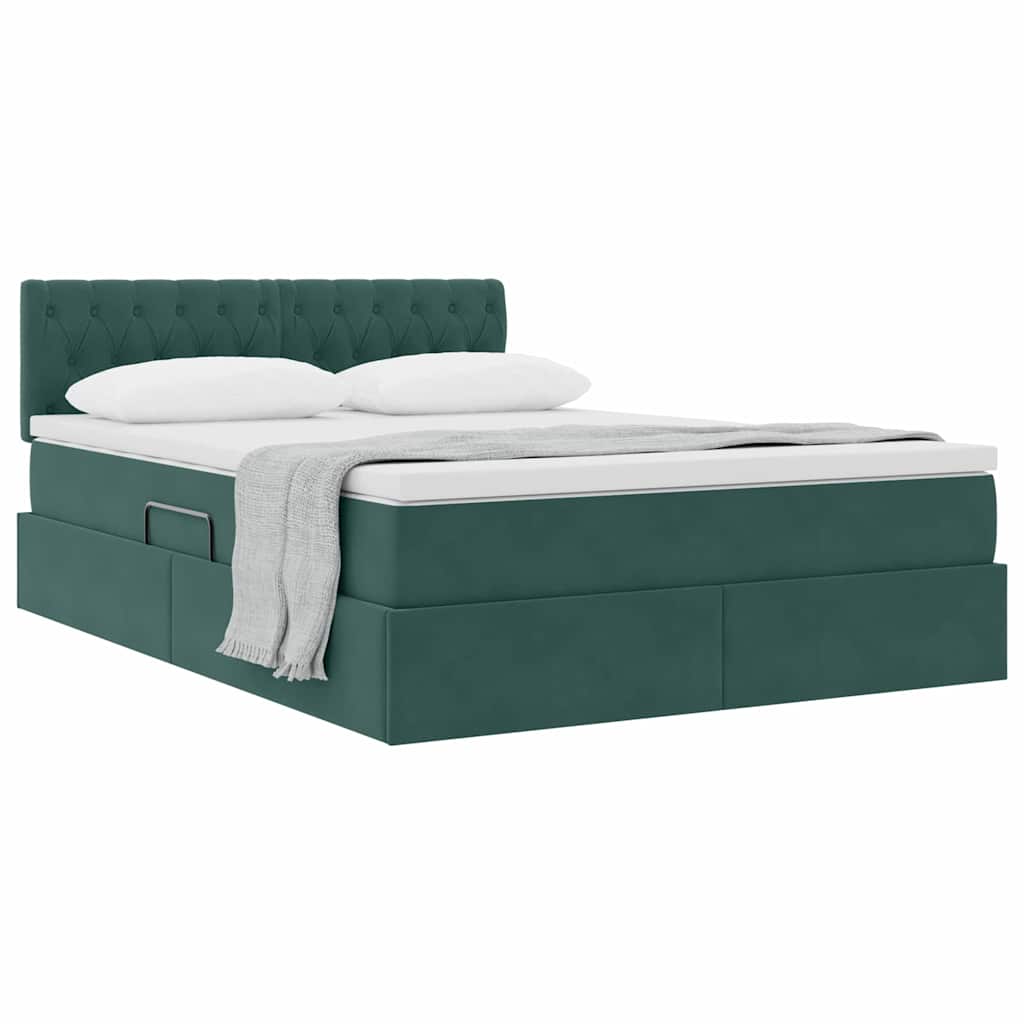Letto con Contenitore Verde Scuro 140 x 190 cm Velluto | homemem39