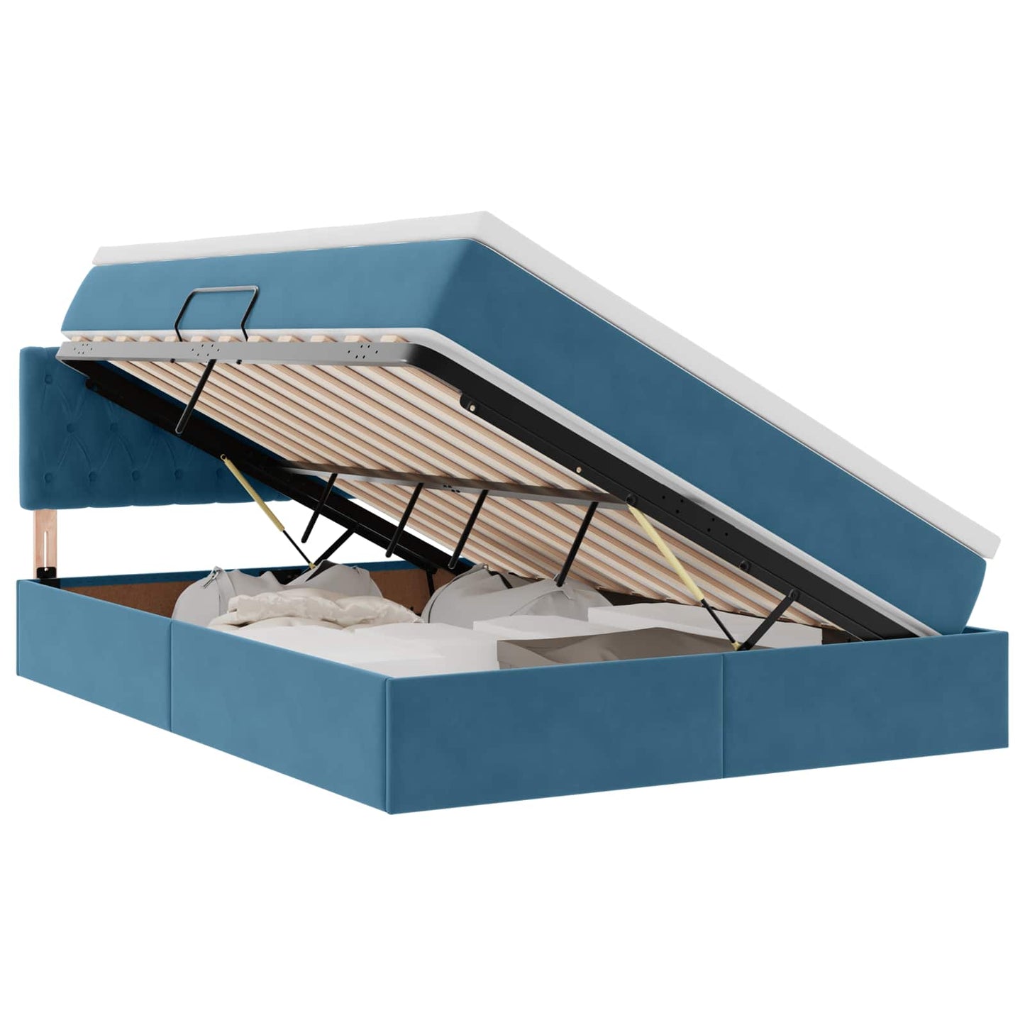 Letto con Contenitore Blu Scuro 140 x 190 cm Velluto | homemem39