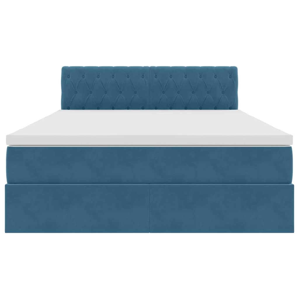 Letto con Contenitore Blu Scuro 140 x 190 cm Velluto | homemem39