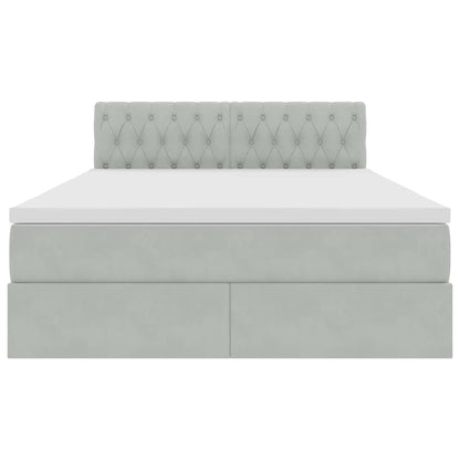 Letto con Contenitore Grigio chiaro 140 x 200 cm Velluto | homemem39