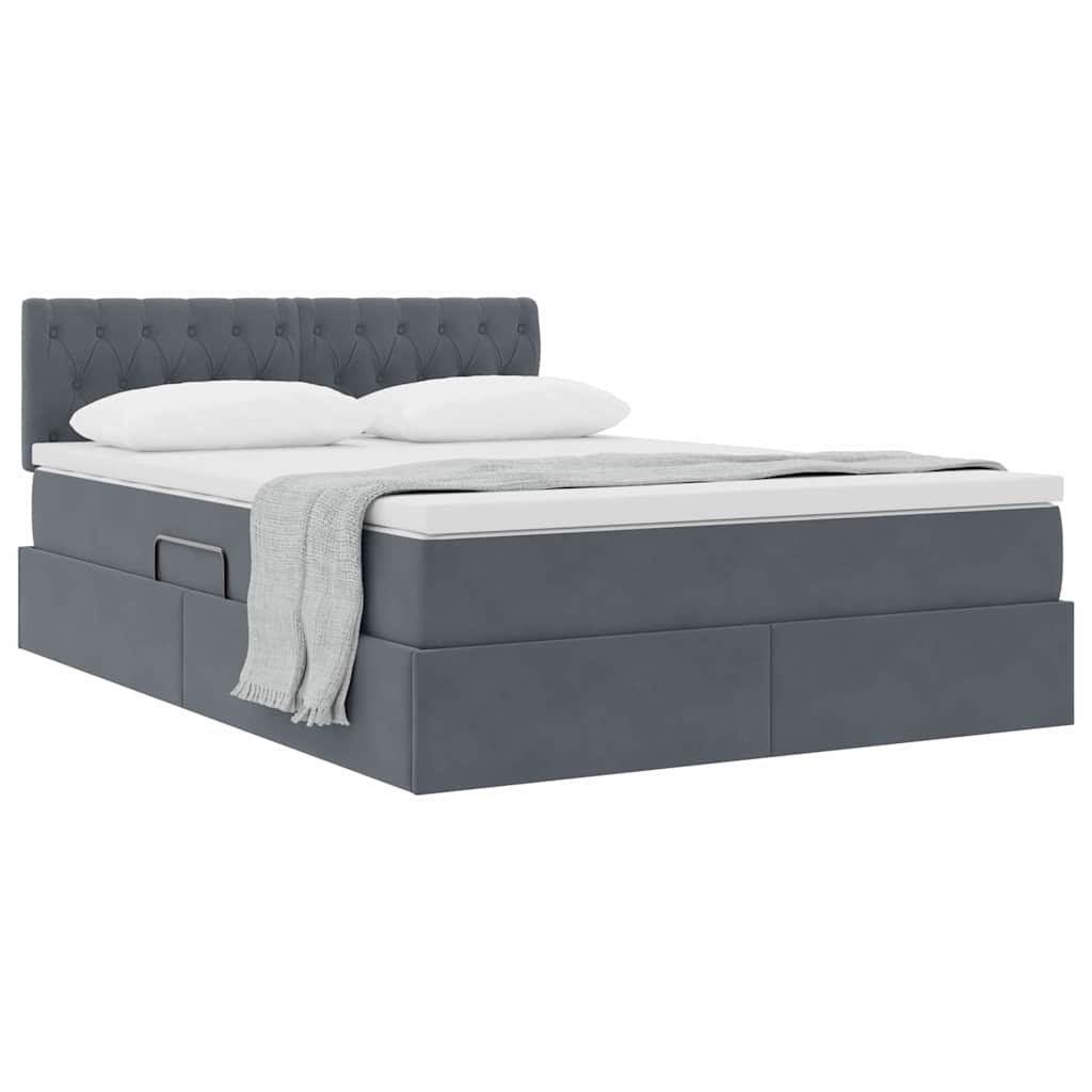 Letto con Contenitore Grigio scuro 140 x 200 cm Velluto