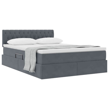 Letto con Contenitore Grigio scuro 140 x 200 cm Velluto