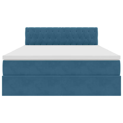 Letto con Contenitore Blu Scuro 140 x 200 cm Velluto | homemem39