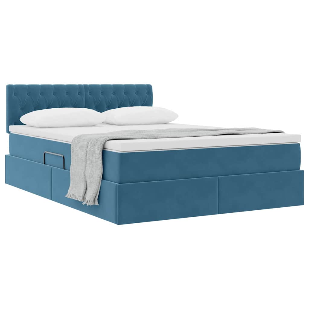 Letto con Contenitore Blu Scuro 140 x 200 cm Velluto | homemem39