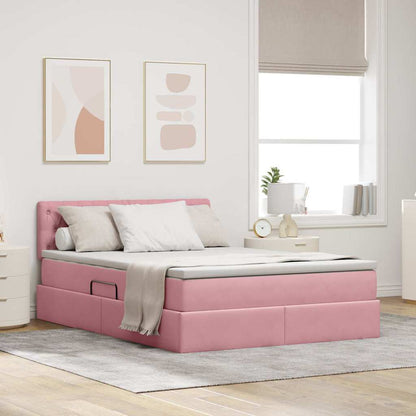 Letto con Contenitore con materasso Rosa 140 x 200 cm Velluto | homemem39