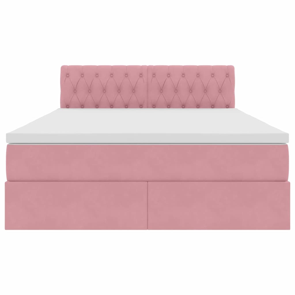 Letto con Contenitore con materasso Rosa 140 x 200 cm Velluto | homemem39