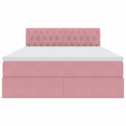 Letto con Contenitore con materasso Rosa 140 x 200 cm Velluto | homemem39
