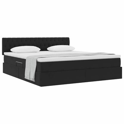 Letto con Contenitore con materasso Nero 160 x 200 cm Velluto | homemem39