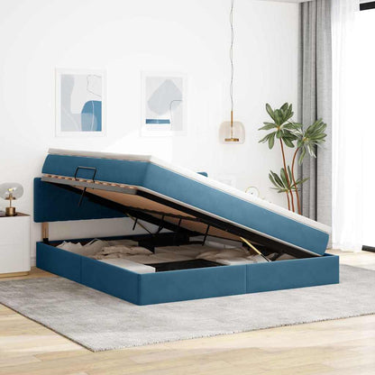 Letto con Contenitore Blu Scuro 160 x 200 cm Velluto | homemem39