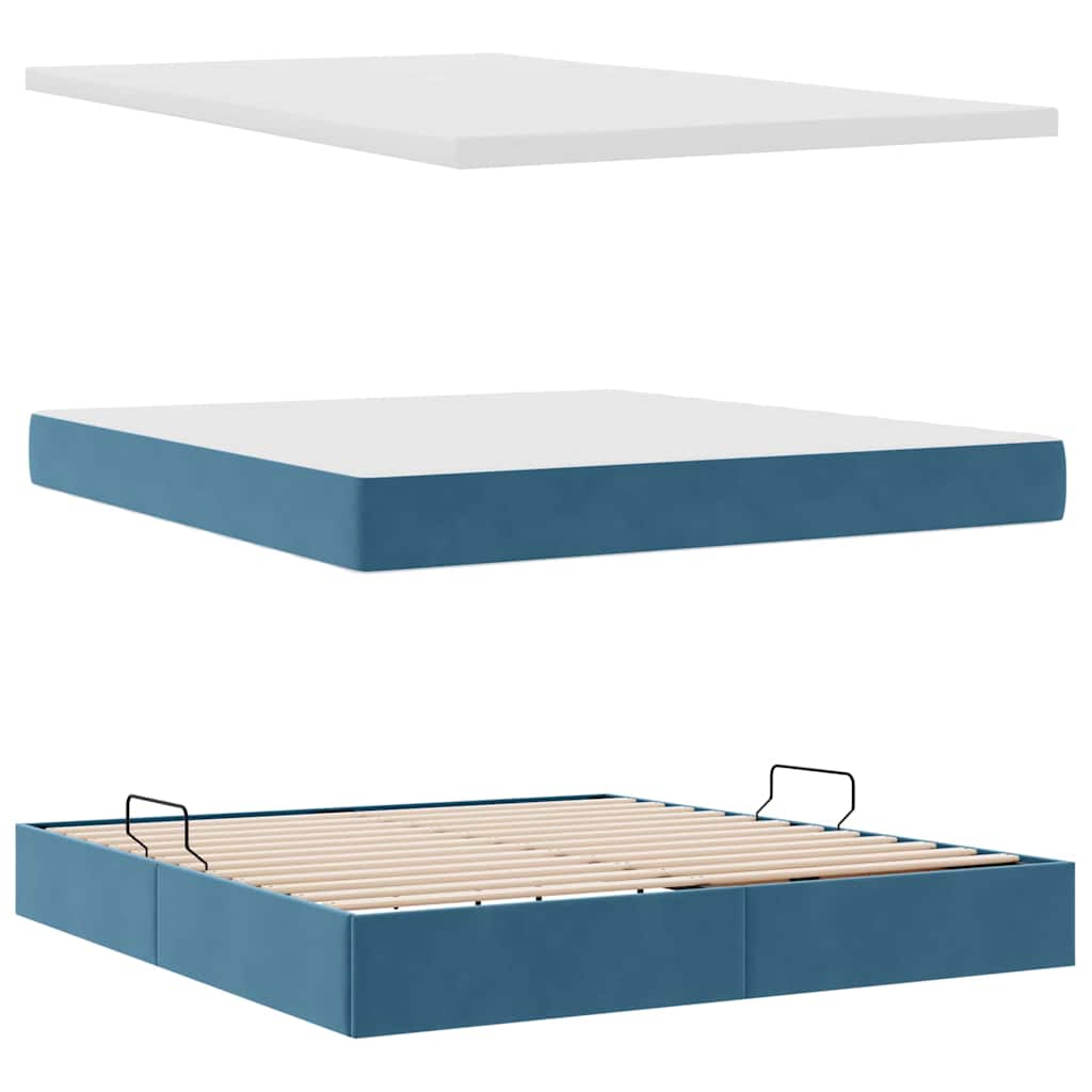 Letto con Contenitore Blu Scuro 160 x 200 cm Velluto | homemem39
