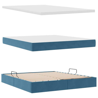 Letto con Contenitore Blu Scuro 160 x 200 cm Velluto | homemem39
