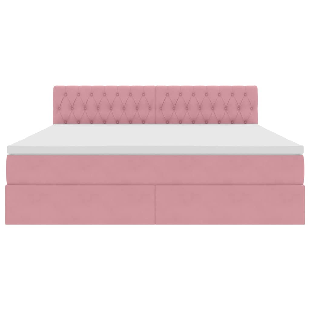 Letto con Contenitore con materasso Rosa 160 x 200 cm Velluto | homemem39