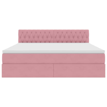 Letto con Contenitore con materasso Rosa 160 x 200 cm Velluto | homemem39