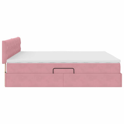 Letto con Contenitore con materasso Rosa 160 x 200 cm Velluto | homemem39