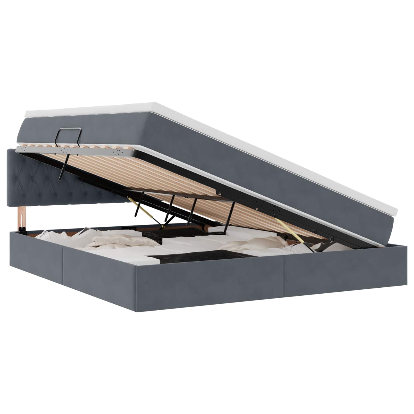Letto con Contenitore Grigio scuro 180 x 200 cm Velluto | homemem39