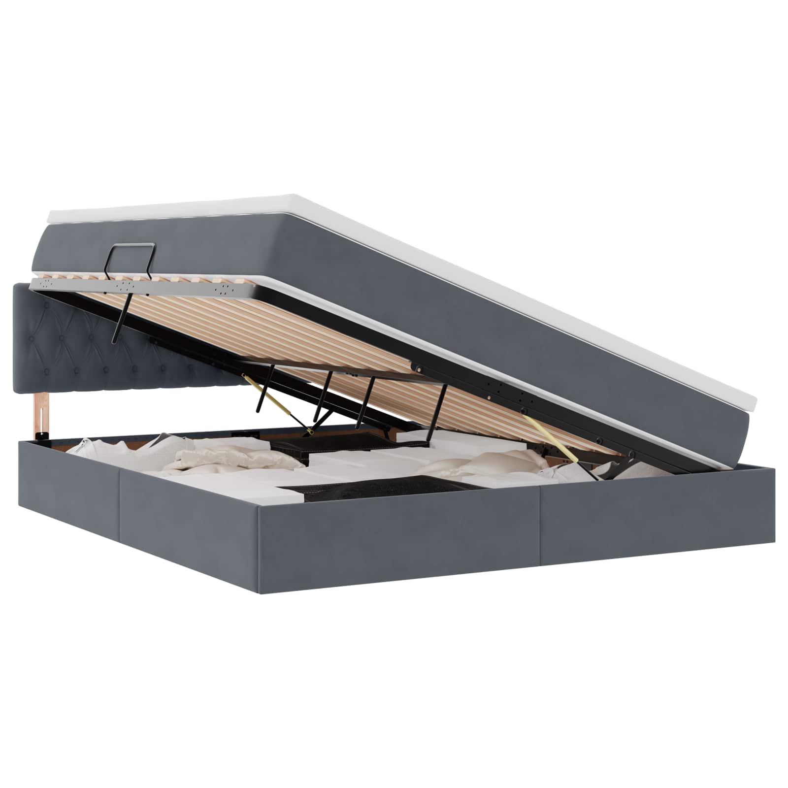 Letto con Contenitore Grigio scuro 180 x 200 cm Velluto | homemem39