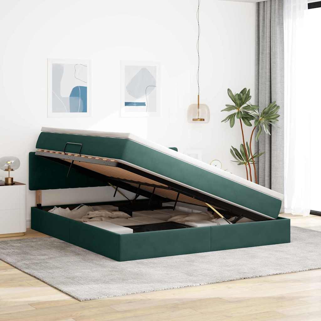 Letto con Contenitore Verde Scuro 180 x 200 cm Velluto | homemem39