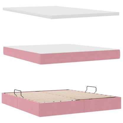 Letto con Contenitore con materasso Rosa 180 x 200 cm Velluto | homemem39